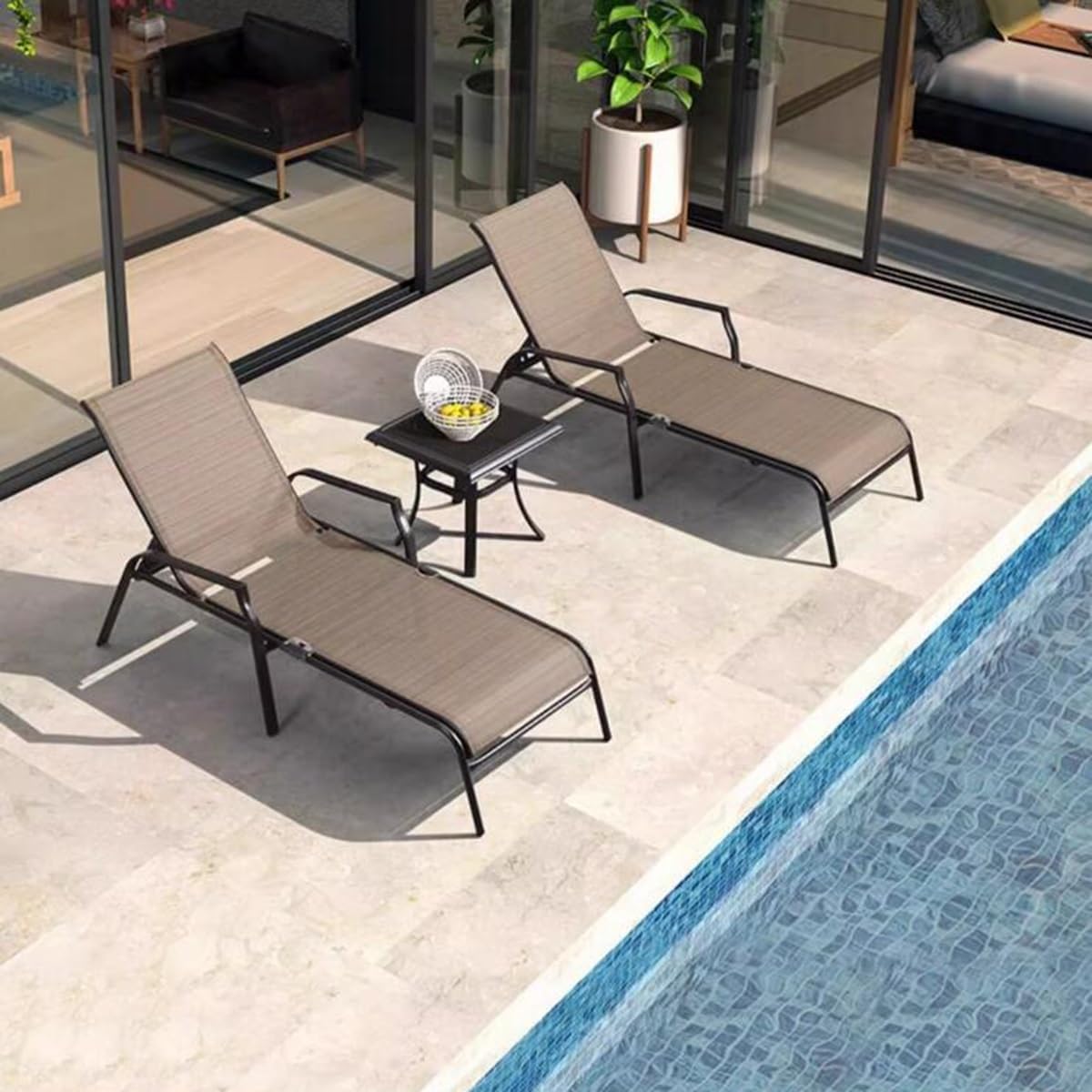 MFurn SunGod 2-Piece Chaise Lounge Set – 5-Position Folding Outdoor Recliners