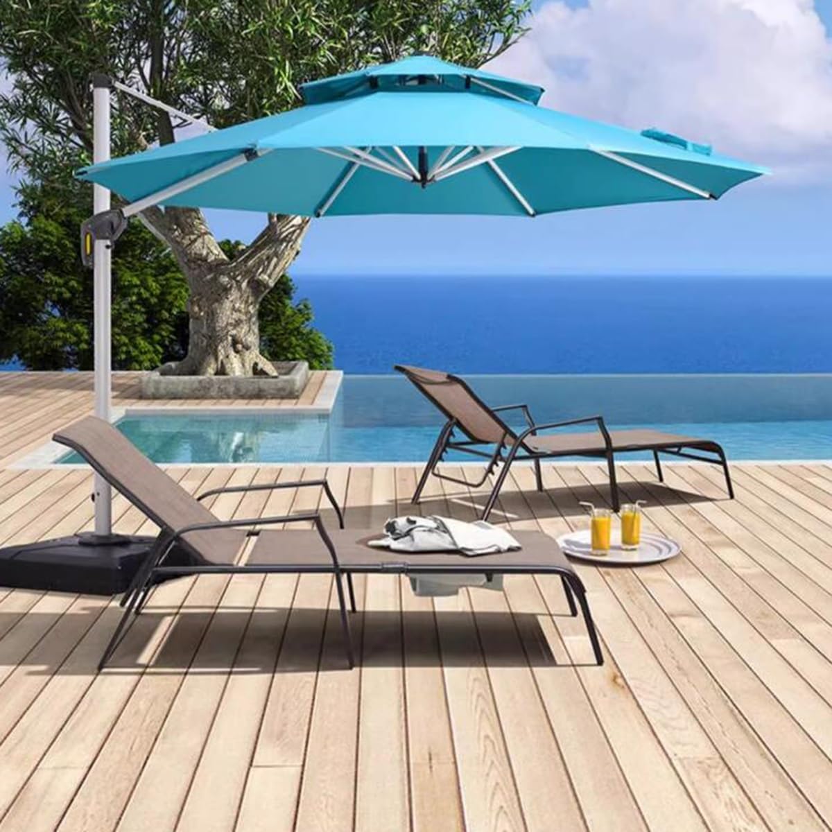 MFurn SunGod 2-Piece Chaise Lounge Set – 5-Position Folding Outdoor Recliners