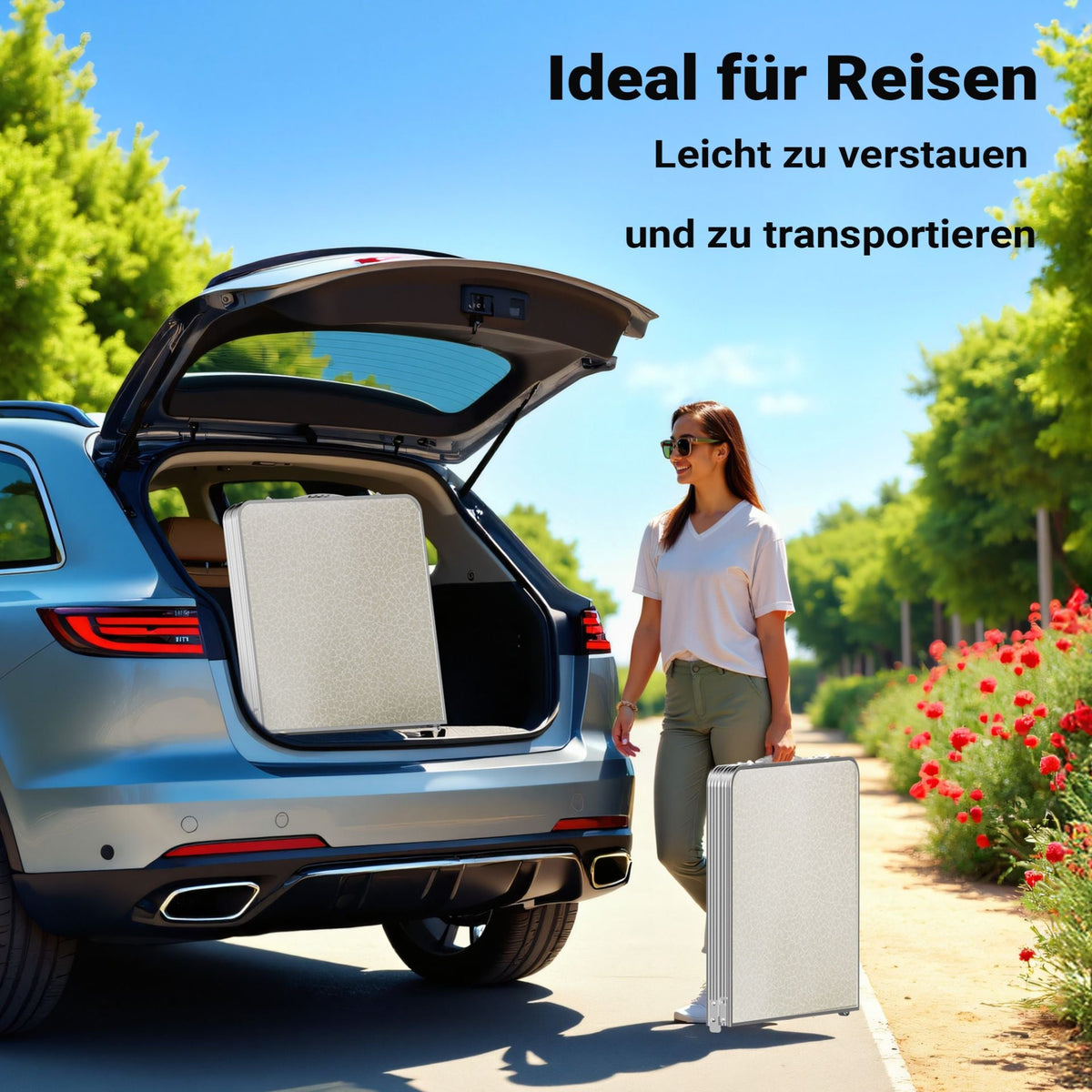 MFurn Portable Folding Camping Table Inc 4 Foldable Chairs