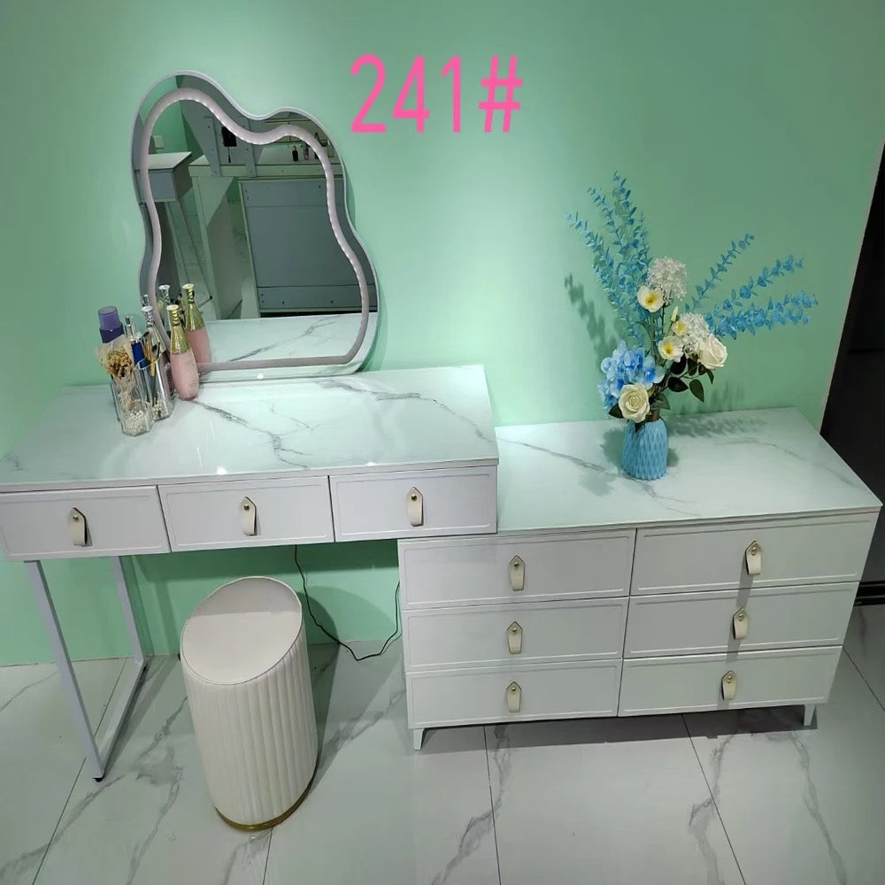 Luxury Designer Dressing Table Vanity with LED & Mirror Inc Stool