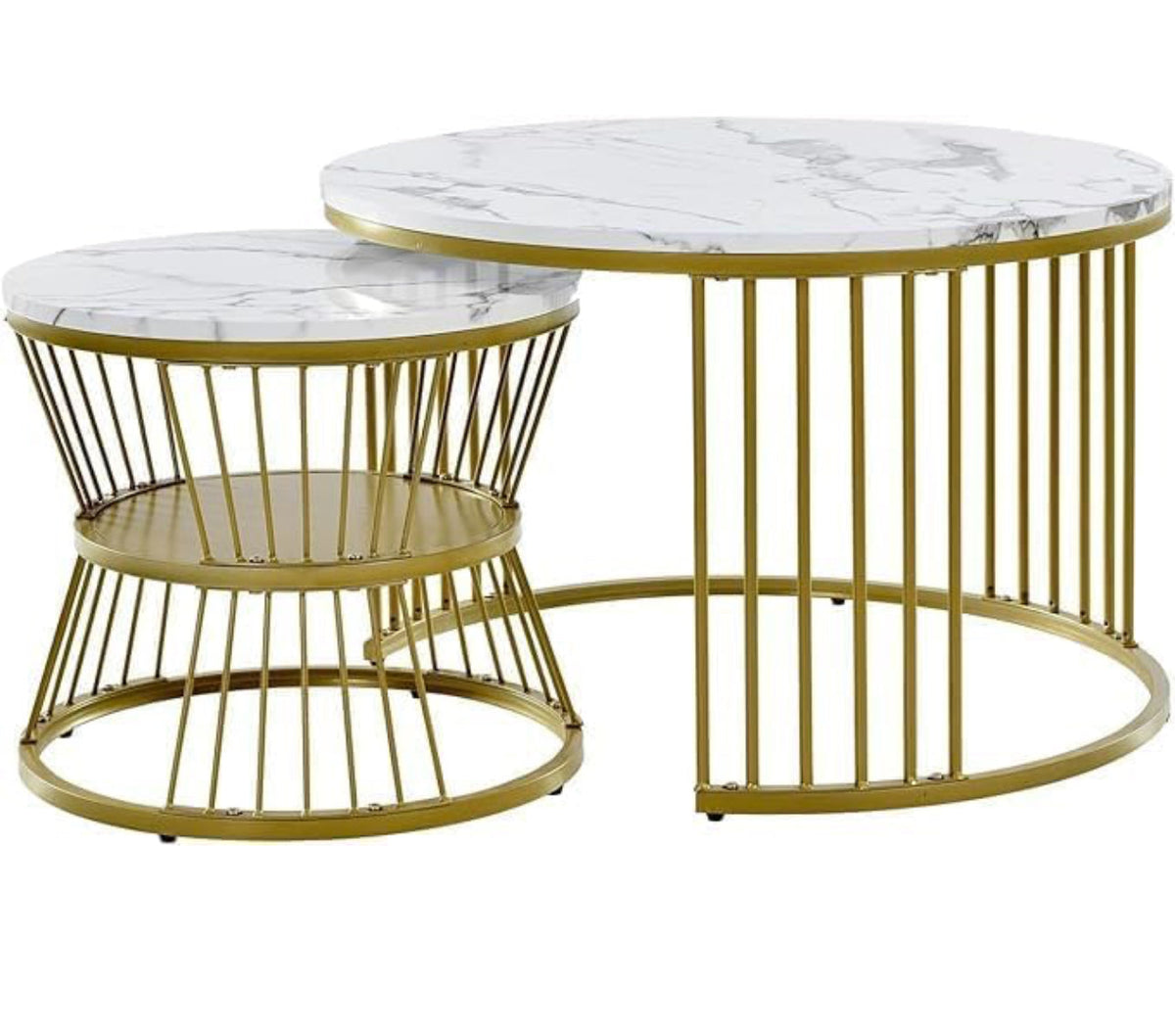 MFurn Modern Nesting Table Marble Coffee Table Set