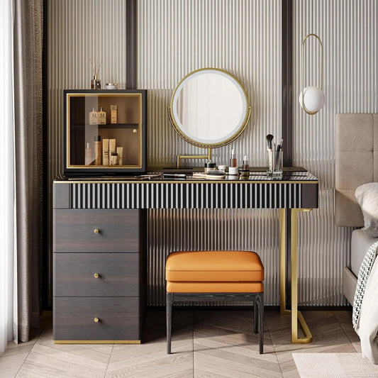 Nordic Style Modern Vanity Dresser With LED Mirror - Available In Brown or White Only PreOrder Sales Available!!!
