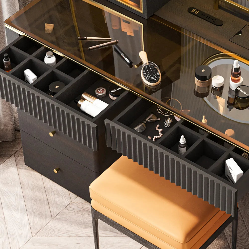 Nordic Style Modern Vanity Dresser With LED Mirror - Available In Brown or White Only PreOrder Sales Available!!!