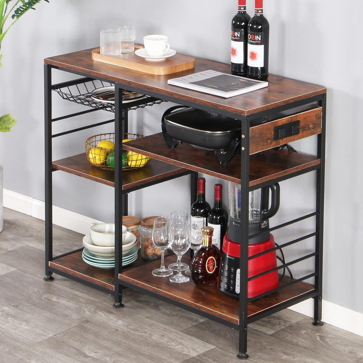 MFurn Multipurpose Wooden Vintage Style Storage Rack