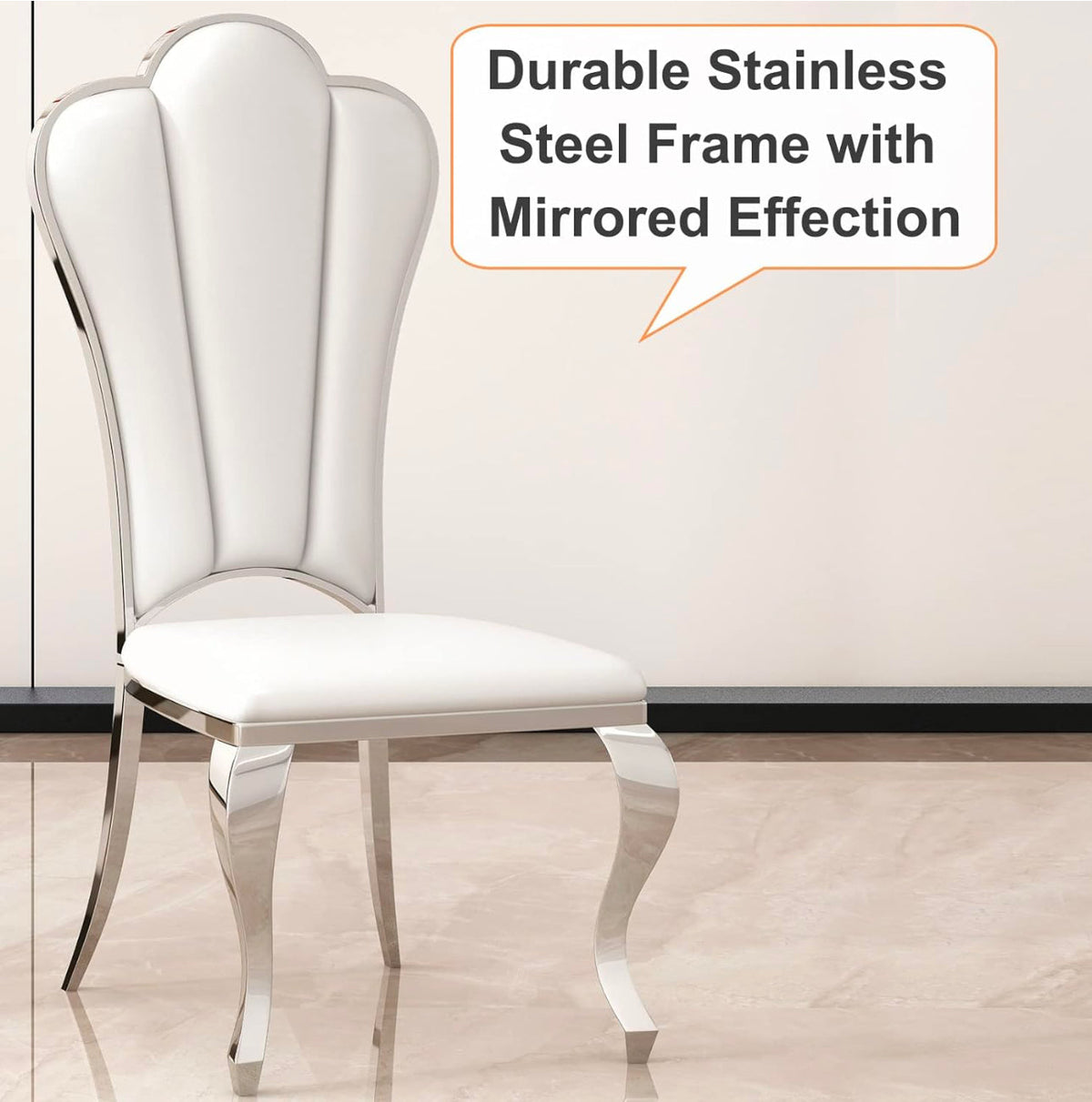 Modern Dining Chairs | Leatherette Dining Room Chairs with Stainless Steel Legs