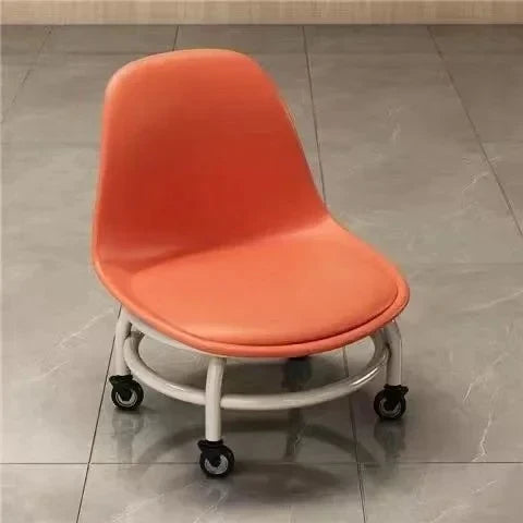 Low Chair Stool, Load Capacity Children's Stool, Backrest, Small, Living Stool, Low Chair, Small, Nappa Leather Fabric, Thick, Waterproof, Quiet Casters, 360 Degree