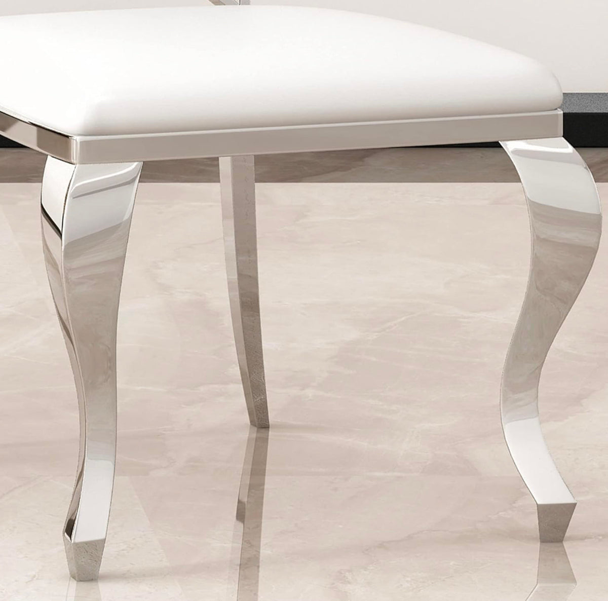 Modern Dining Chairs | Leatherette Dining Room Chairs with Stainless Steel Legs
