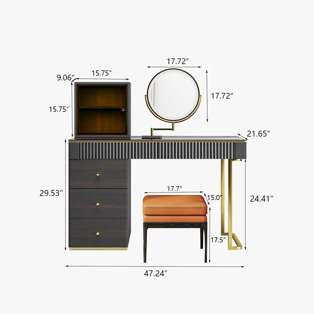 Nordic Style Modern Vanity Dresser With LED Mirror - Available In Brown or White Only PreOrder Sales Available!!!