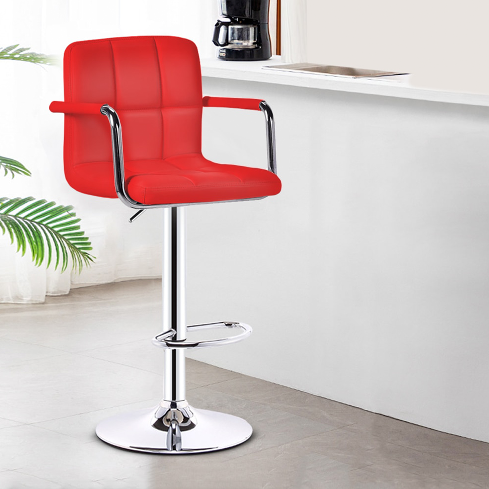 MFURN Adjustable Bar Stool PU Leather Swivel 62–83cm Black