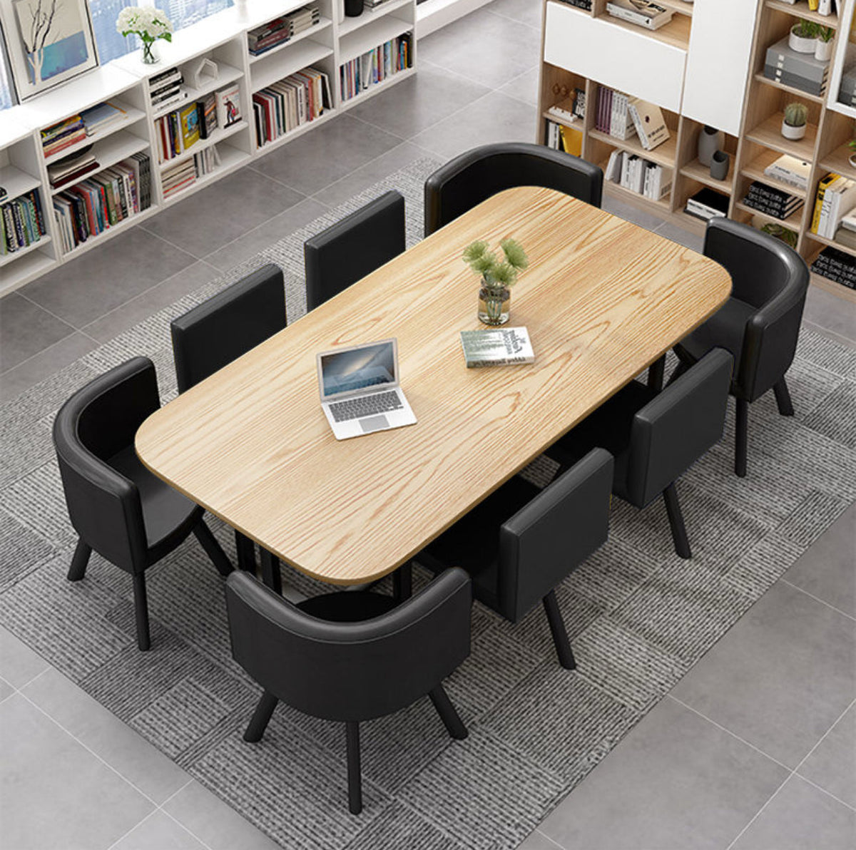 Brown Table / Black Chairs