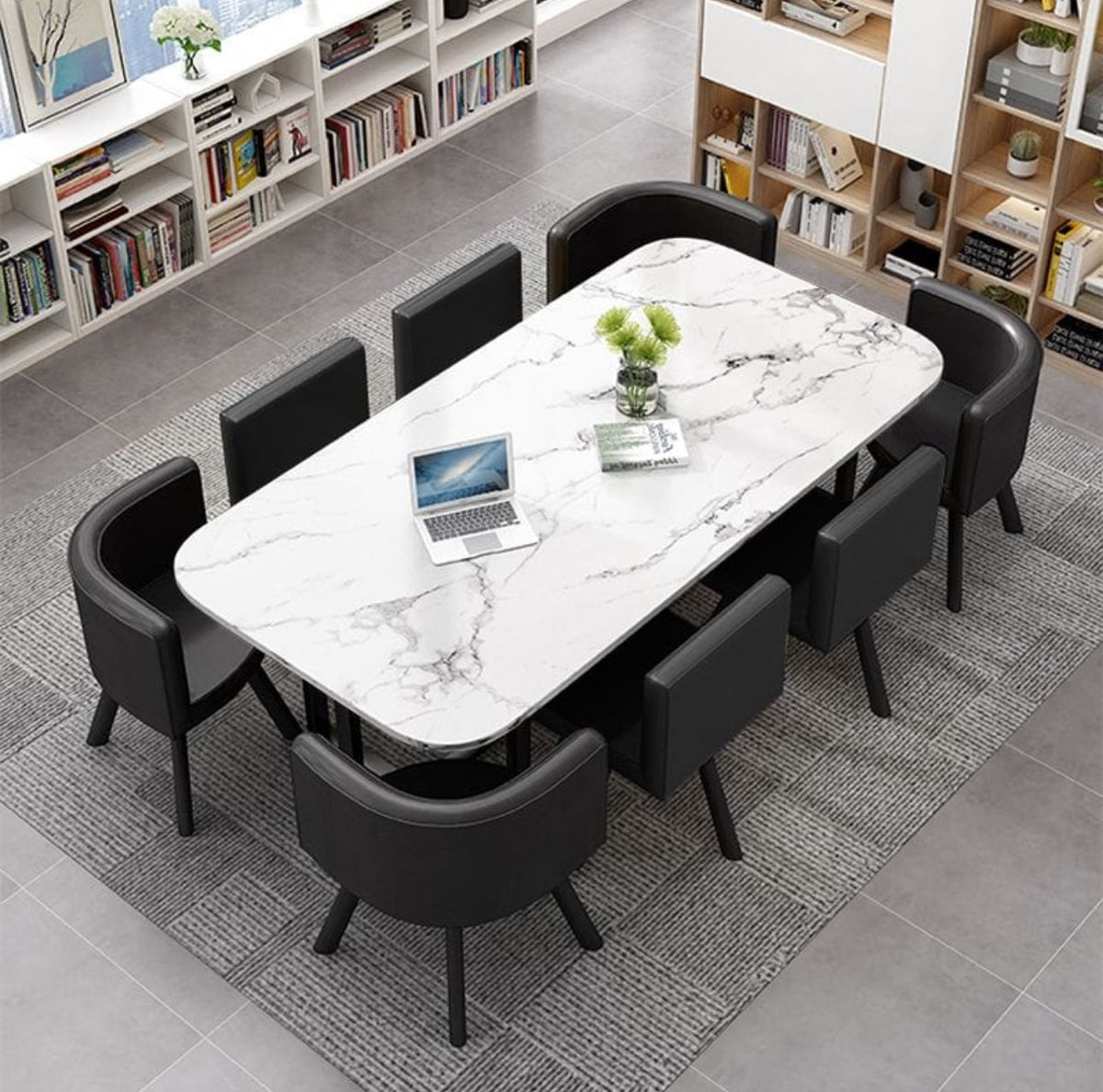Nordic Style Table Set 8 Chairs + Dining Table , Rectangular Available In Various Colours
