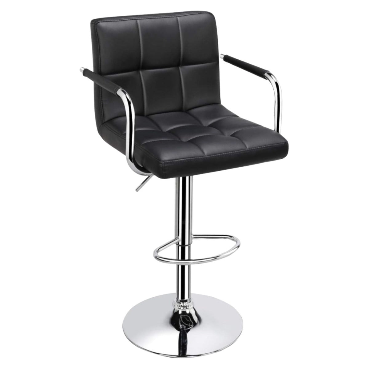 MFURN Adjustable Bar Stool PU Leather Swivel 62–83cm Black