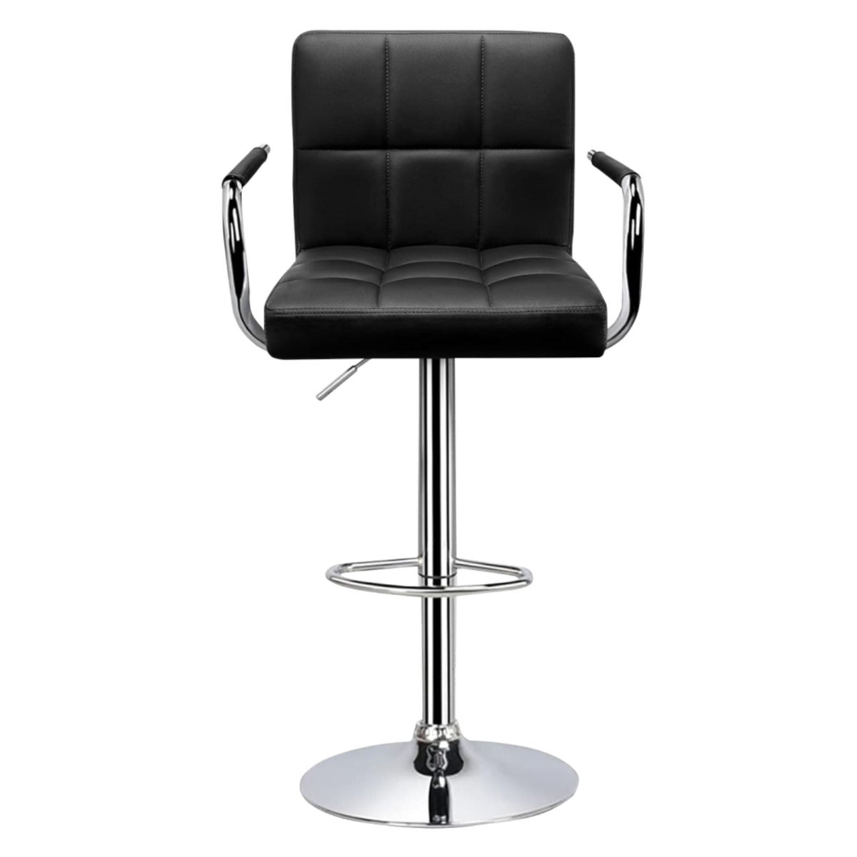 MFURN Adjustable Bar Stool PU Leather Swivel 62–83cm Black