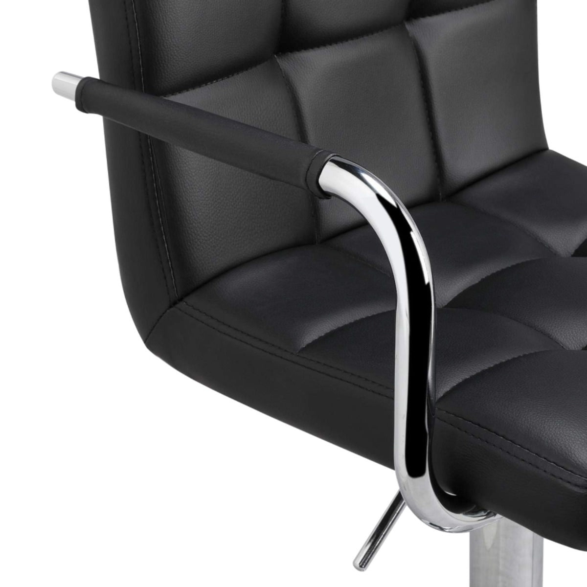 MFURN Adjustable Bar Stool PU Leather Swivel 62–83cm Black