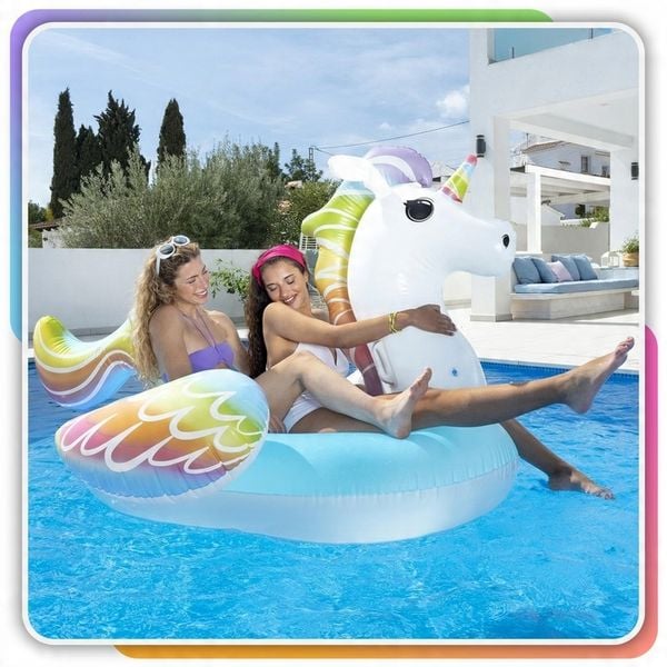 GIANT Pegasus Inflatable Mattress 224×159 cm – Pool & Beach Float with Handles