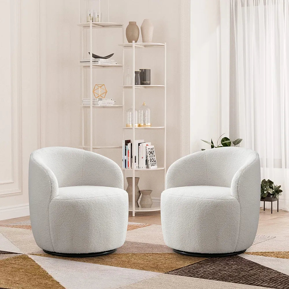 Barrel boucle swivel chair