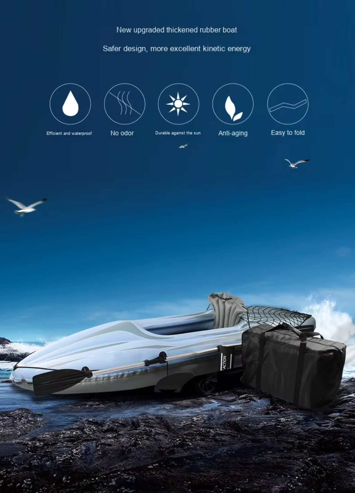 2 Person Inflatable Kayak Set, Thickened PVC Inflatable Canoe With Inflatable Seat Cushion, Hand Pump, Kayak Paddles & Storage Carry Bag, Foldable Kayak For Adults, Kids- Various Options