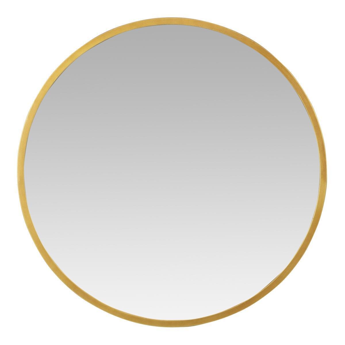 Bali Modern Round Wall Mirror, Gold Trim - 50cm