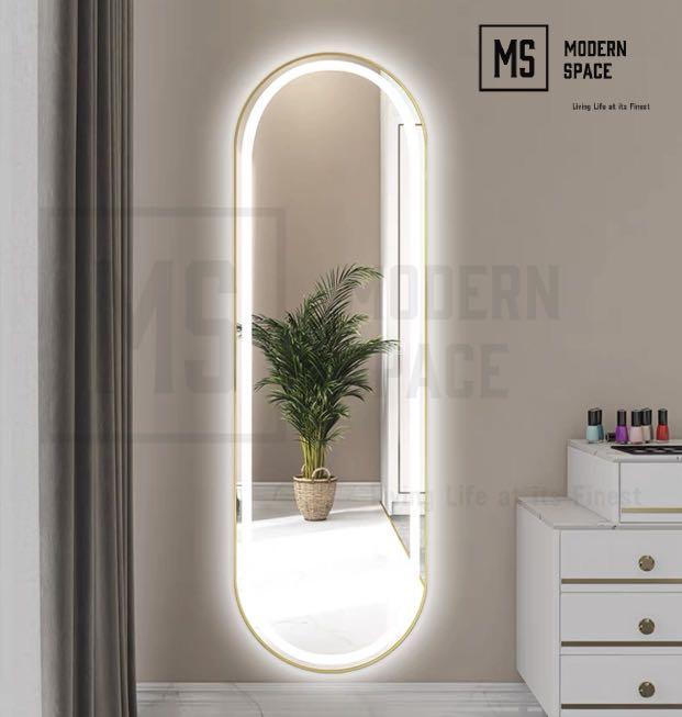 Modern Full Length LED Mirror Gold Only