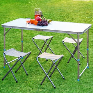 MFurn Portable Folding Camping Table Inc 4 Foldable Chairs