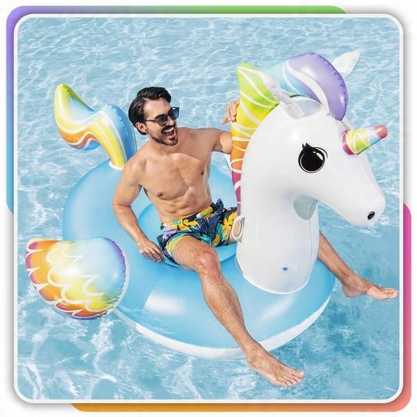 GIANT Pegasus Inflatable Mattress 224×159 cm – Pool & Beach Float with Handles