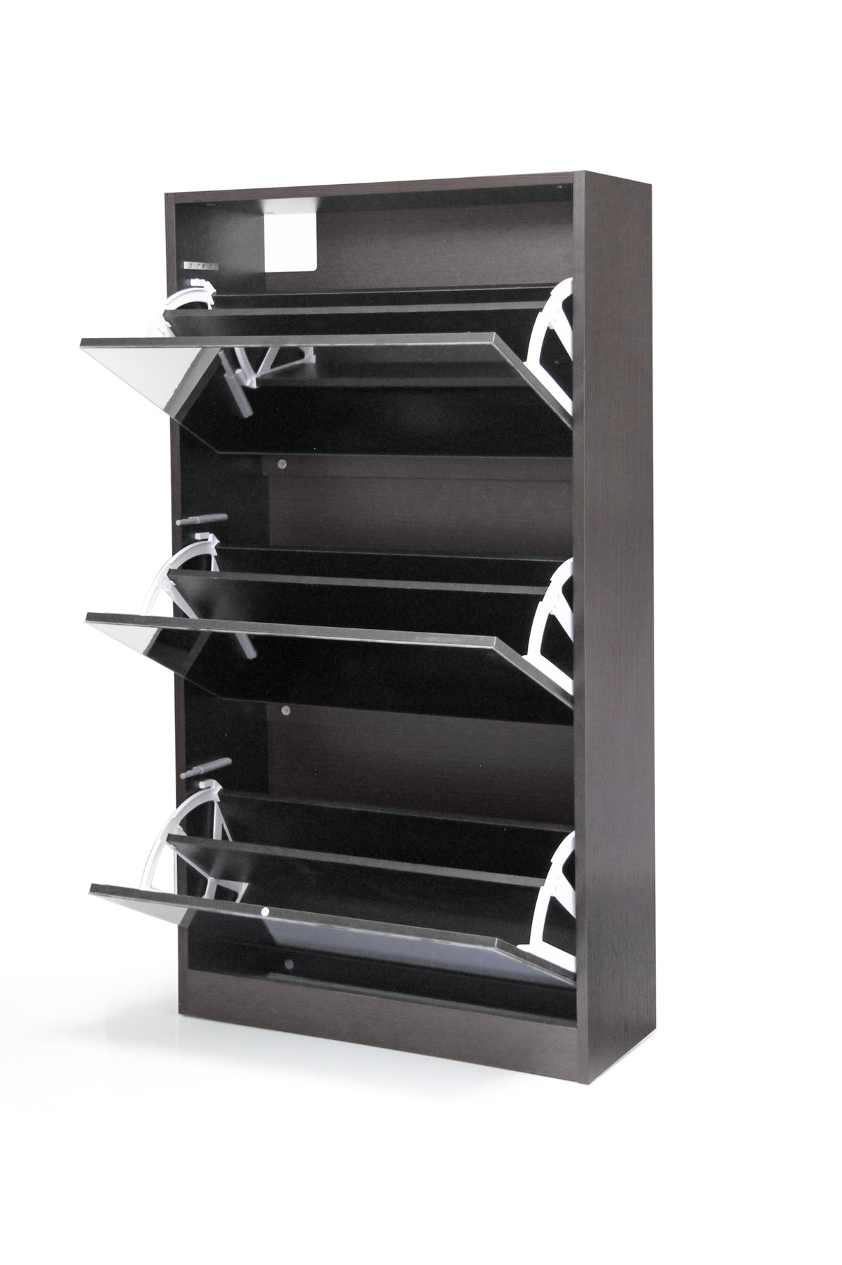 Fine Living Mirror Shoe Cabinet - 3 Tier - Wenge