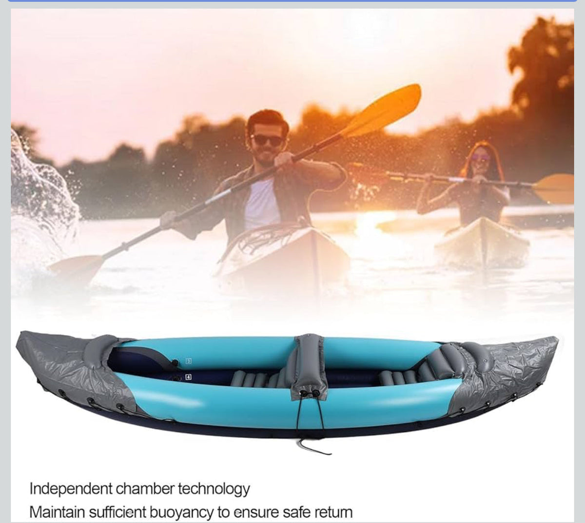 2 Person Inflatable Kayak Set, Thickened PVC Inflatable Canoe With Inflatable Seat Cushion, Hand Pump, Kayak Paddles & Storage Carry Bag, Foldable Kayak For Adults, Kids- Various Options