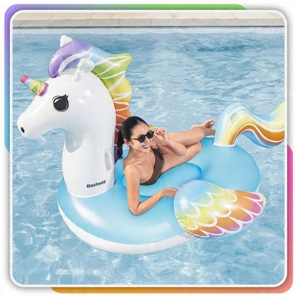 GIANT Pegasus Inflatable Mattress 224×159 cm – Pool & Beach Float with Handles