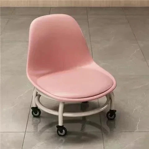 Low Chair Stool, Load Capacity Children's Stool, Backrest, Small, Living Stool, Low Chair, Small, Nappa Leather Fabric, Thick, Waterproof, Quiet Casters, 360 Degree