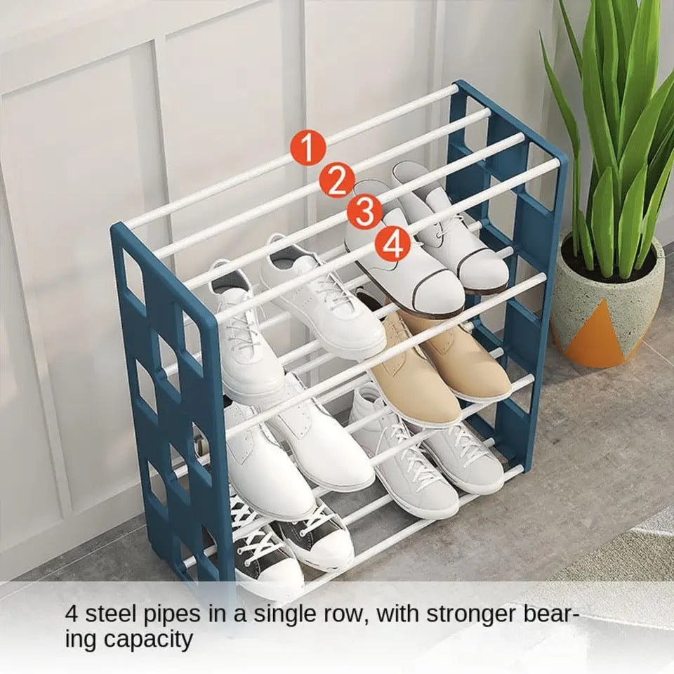 Simple Practical Shoe Rack 4 Tiers Shoe Cabinet for Home Dorm Room Balcony Multifunctional Assembly Storage Shelf Hanger Rack