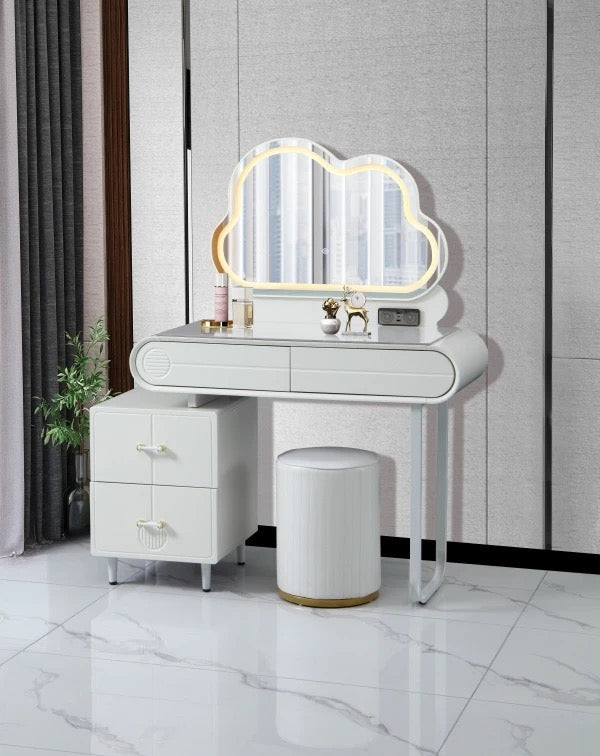 Elegant Nordic Style Vanity Dressing Table & Chair LED Lights