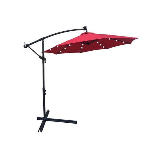 MFurn 3M Solar LED Outdoor Patio Umbrella – Waterproof Sun Shade, Various Colours