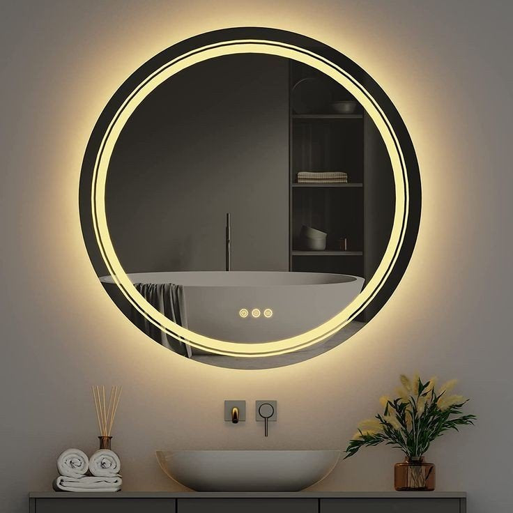 Frameless Round Mirror With LED - Various Options