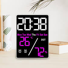 Digital Alarm Clock Settings Practical with Dimmer LED Display Electronic Desk Clock for Indoor