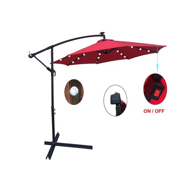 MFurn 3M Solar LED Outdoor Patio Umbrella – Waterproof Sun Shade, Various Colours