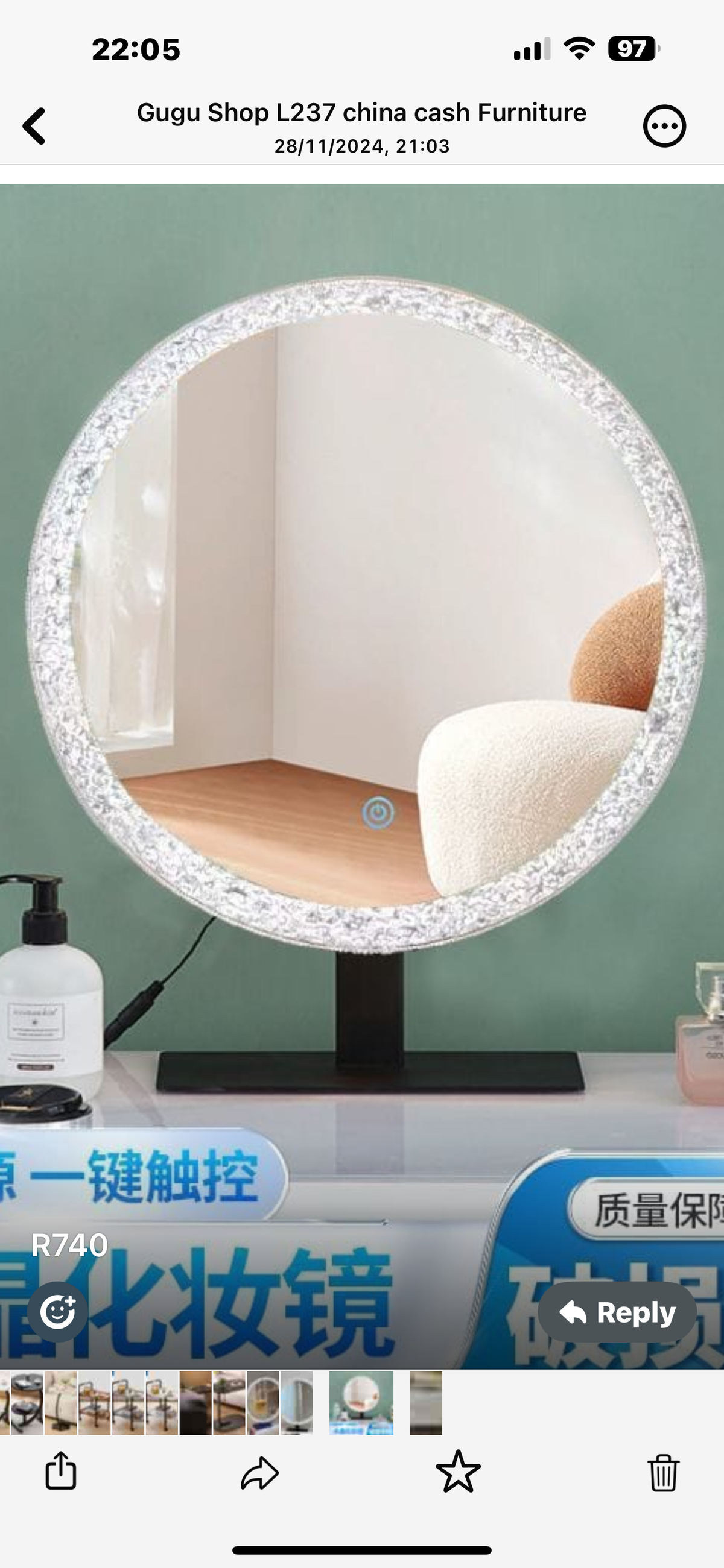 Dresser Free Standing Crystal Makeup Mirror