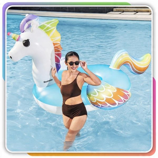 GIANT Pegasus Inflatable Mattress 224×159 cm – Pool & Beach Float with Handles