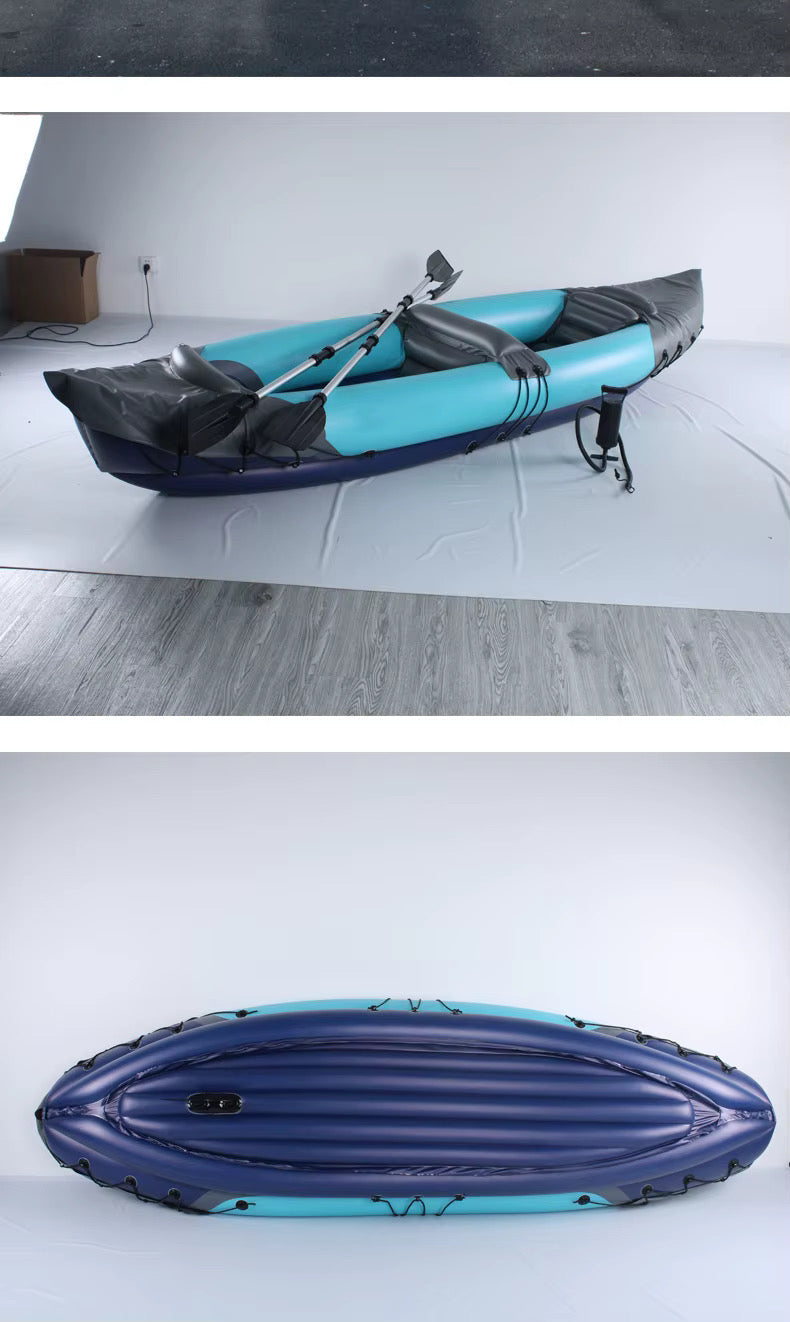 2 Person Inflatable Kayak Set, Thickened PVC Inflatable Canoe With Inflatable Seat Cushion, Hand Pump, Kayak Paddles & Storage Carry Bag, Foldable Kayak For Adults, Kids- Various Options