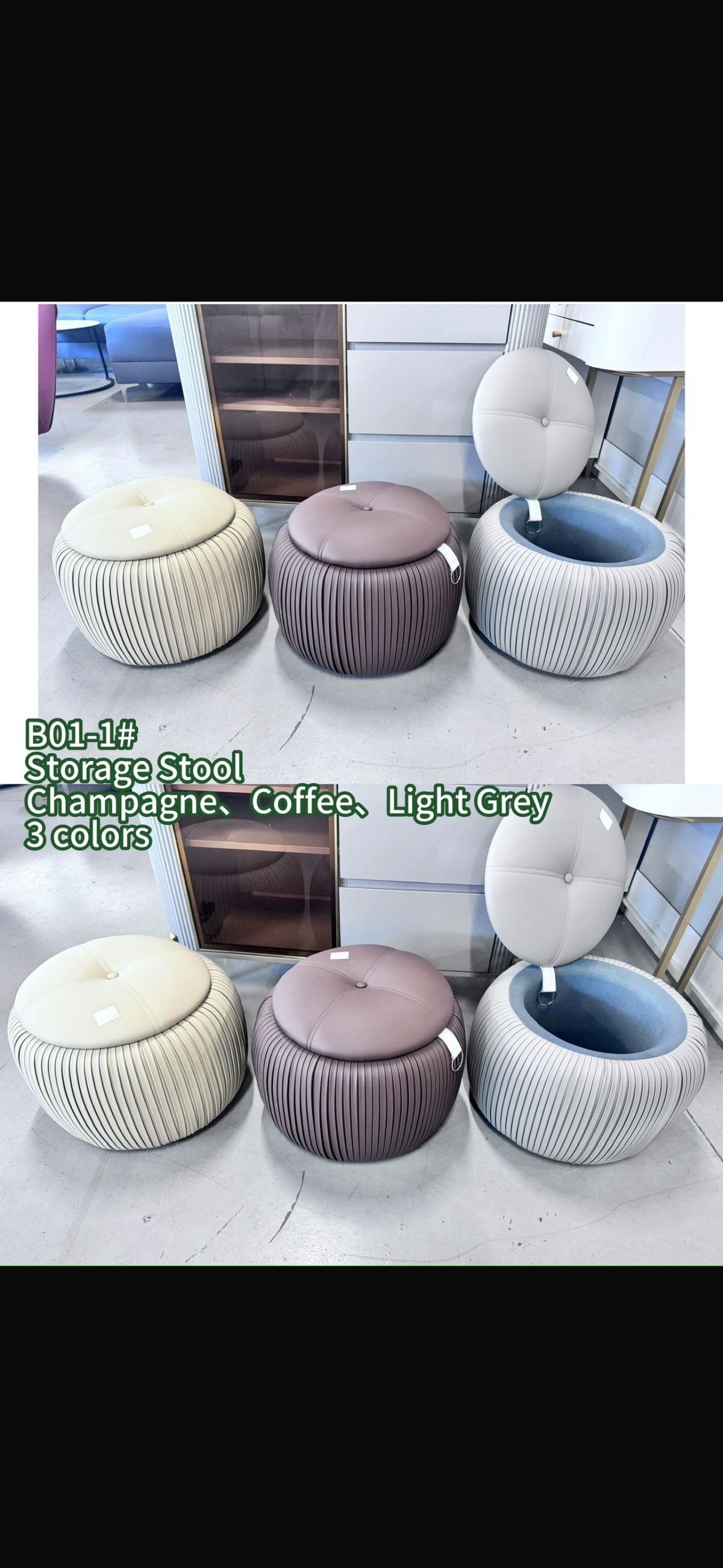 Round Ottoman with Storage, Round Shoe Storage Ottoman, Ottoman Footstool, Upholstered Round Foot Rest Coffee Table Padded Seat for Living Room Bedroom