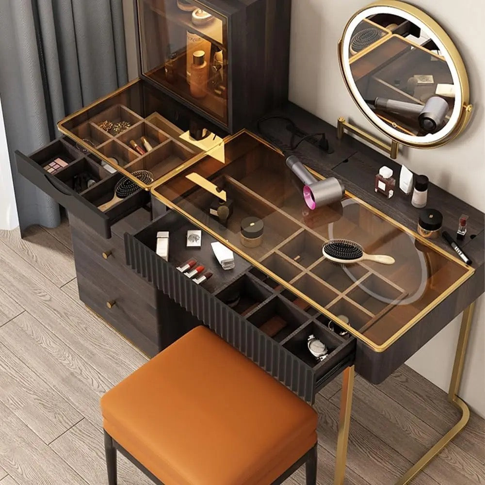 Nordic Style Modern Vanity Dresser With LED Mirror - Available In Brown or White Only PreOrder Sales Available!!!