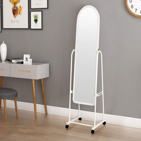 MHome Full Length Free Standing Mirror on Wheels – White or Black