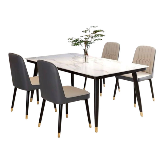 MFurn Trendy Marble Sintered Top Dining Table & Chair 5pc Set