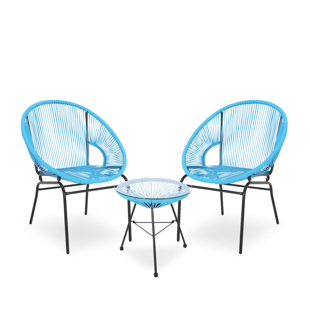 MFurn Dante 3pc Acapulco Patio Bistro Set with Glass Table – Various Colours
