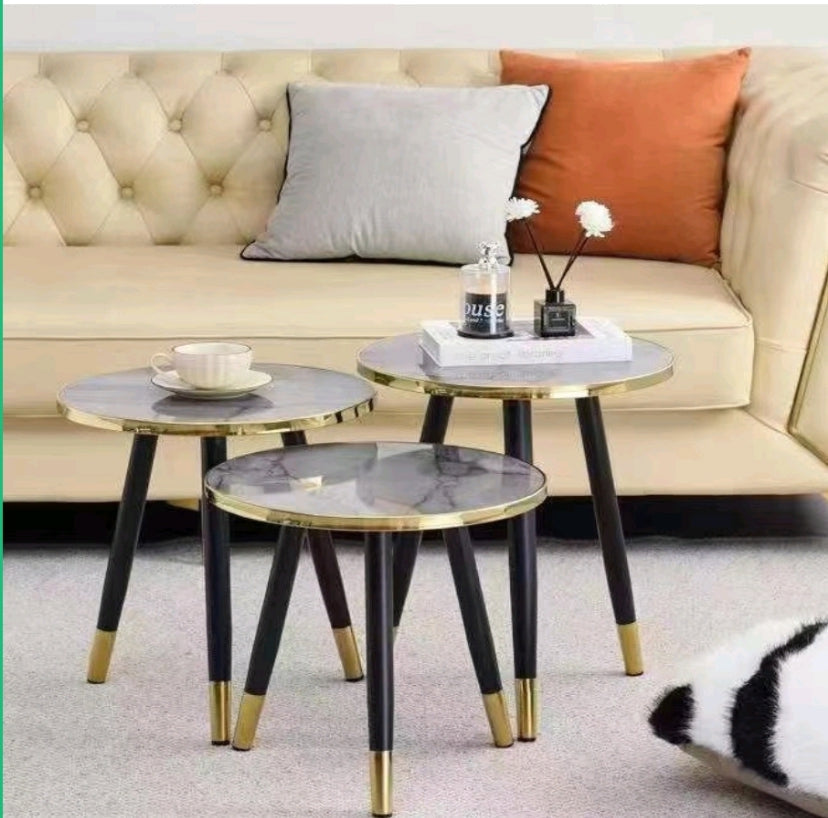 MFurn 3-in-1 Nesting Luxury Marble Side Table Set