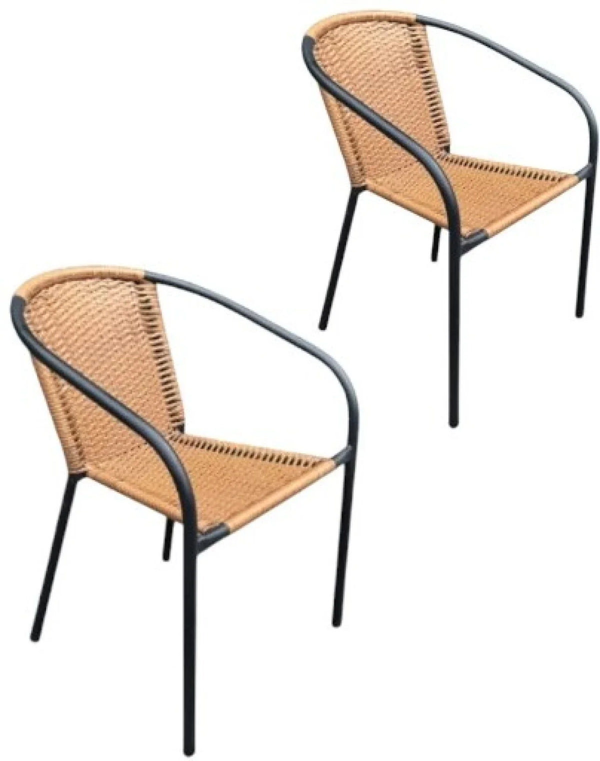 MFurn Lila Rattan Styled Outdoor Stacking Chair 2pc Set - Various Colours