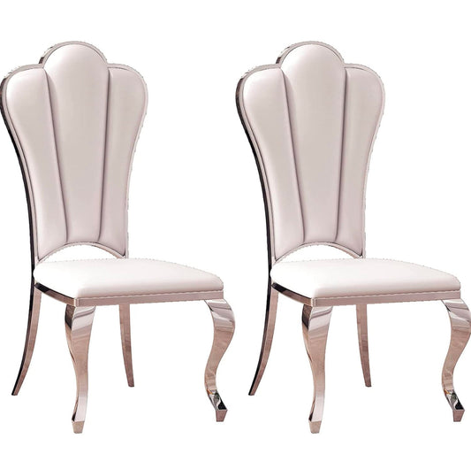 Modern Dining Chairs | Leatherette Dining Room Chairs with Stainless Steel Legs