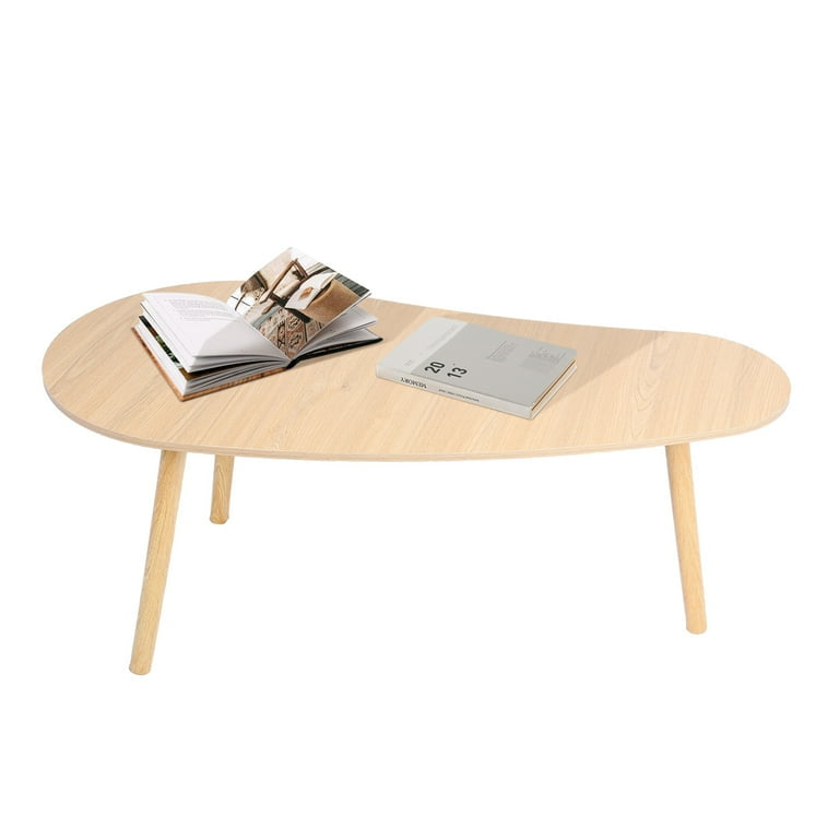 MFurn Mango Shape Mid-Century Modern Coffee Table – Rustic Accent Wooden Table