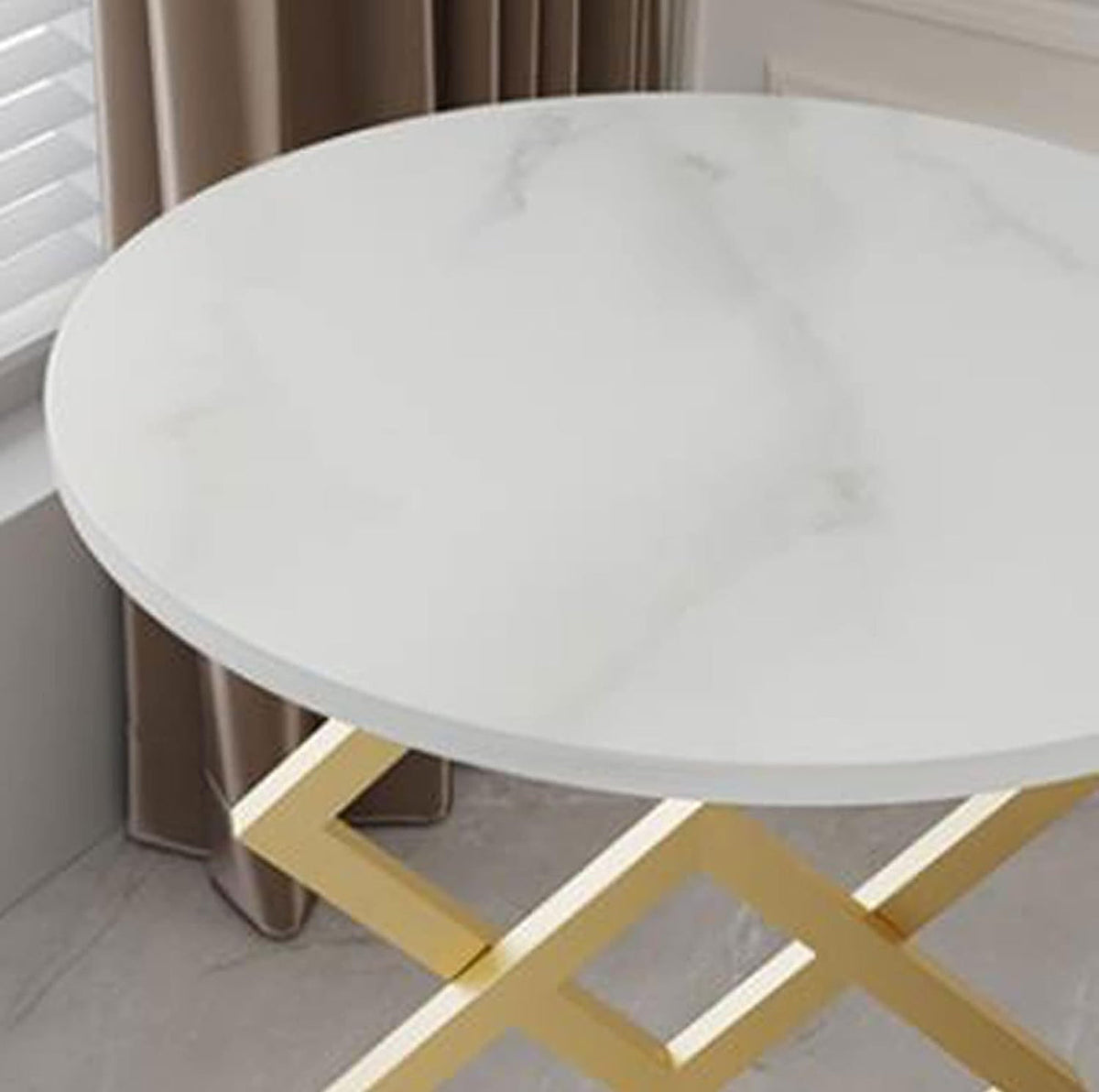 MFurn Nordic Style Marble Wood, Gold & White Side Table