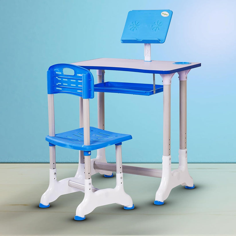 Study Desk and Chair Set Height Adjustable Children's Desk and Chair Set  Desktop with Reading Stand
