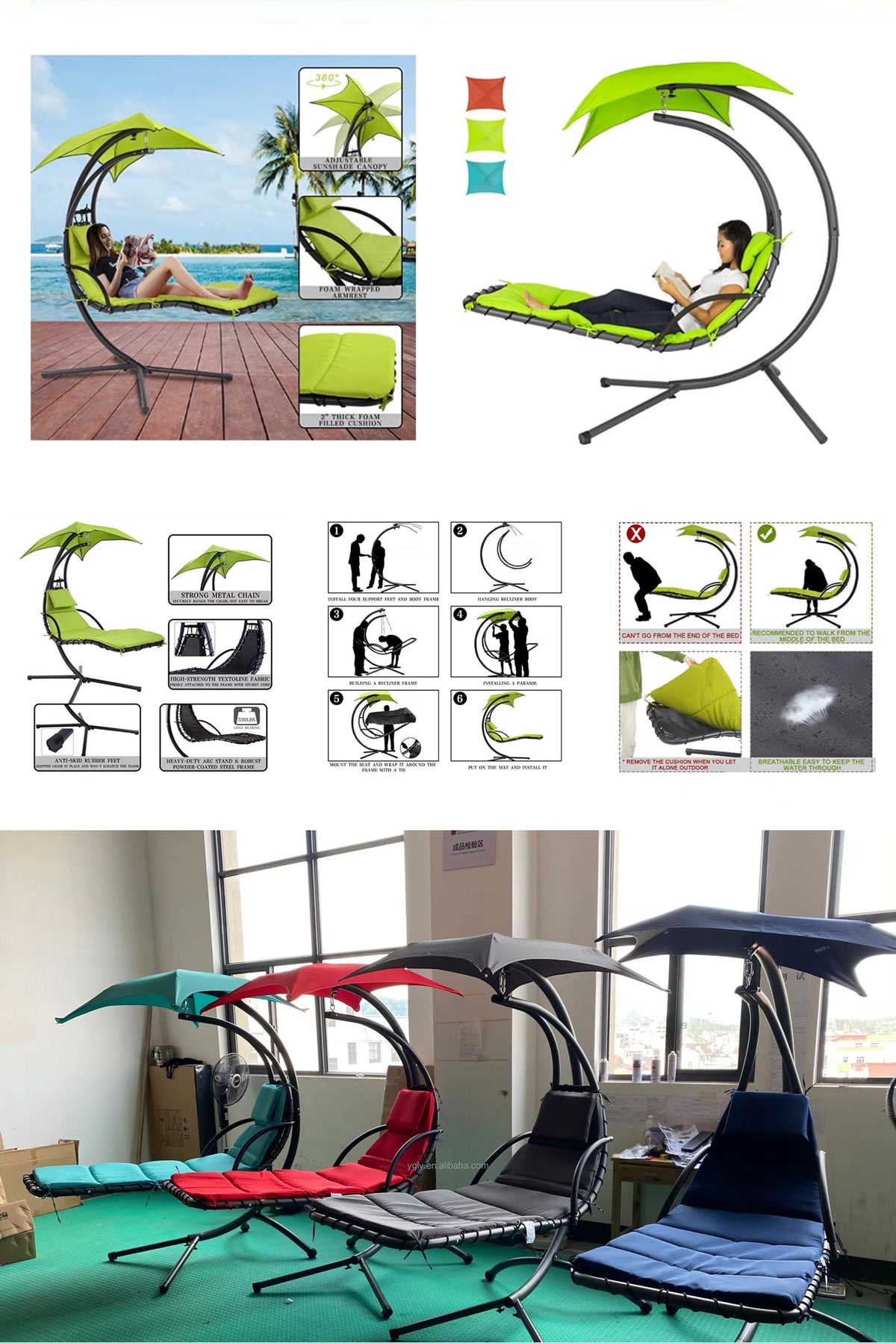 Hanging Chaise Lounge/Outdoor Chair Various Colours